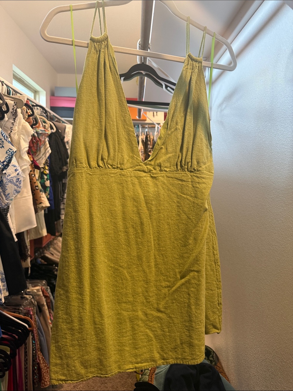 Abercrombie & Fitch Green Spaghetti Strap Mini Dress